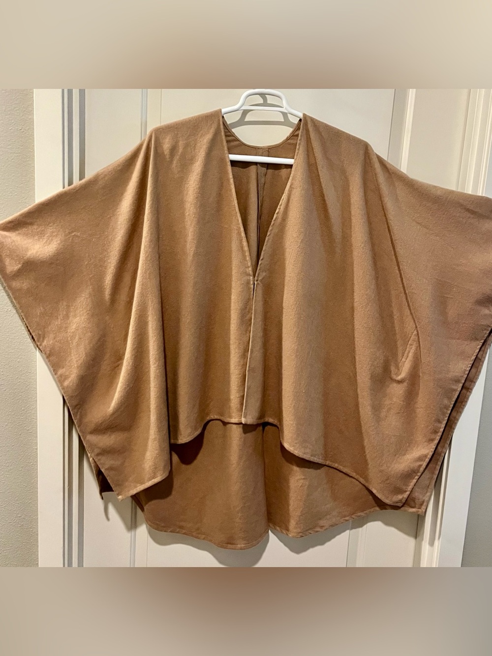 Sseko Camel 100% Cashmere Open Draped Poncho Sweater OSFA